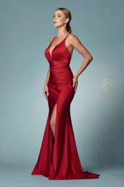 Plunging Neckline Fitted Crisscross Back Dress