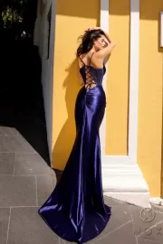 Gown V-neckline with exquisite rhinestone detailing on the Sheer Boned corset.