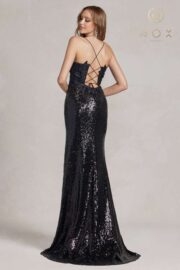 3D Floral Embellished Lace Up Gown - Image 3