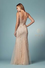 Full Sequined Tulle Embroidered Applique Thick Sraps V-back - Image 12