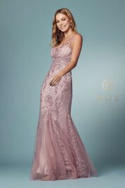 Full Sequined Tulle Embroidered Applique Thick Sraps V-back - Image 17