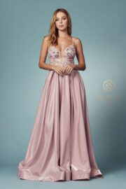 Sleeveless A-line Illusion Satin Gown