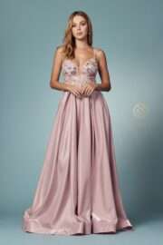 Sleeveless A-line Illusion Satin Gown