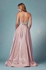 Sleeveless A-line Illusion Satin Gown - Image 2