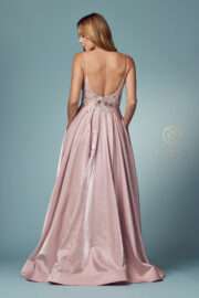 Sleeveless A-line Illusion Satin Gown - Image 2