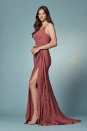 One Shoulder Draped Hip with Slit - Image 5