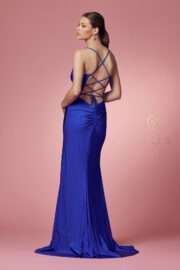 Elegant dress with a cowl neckline and a beautiful open back with lace-up - Image 8