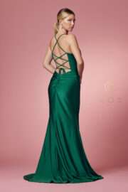 Elegant dress with a cowl neckline and a beautiful open back with lace-up - Image 2