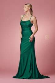 Elegant dress with a cowl neckline and a beautiful open back with lace-up - Image 3