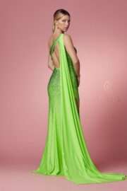 Rhinestone Embellished Gown with Cape - Image 4