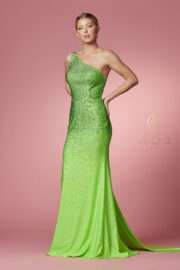 Rhinestone Embellished Gown with Cape - Image 3