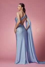 Rhinestone Embellished Gown with Cape - Image 7