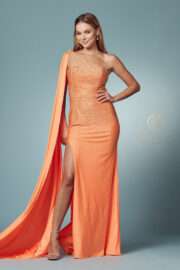 Rhinestone Embellished Gown with Cape - Image 10