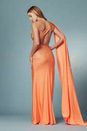 Rhinestone Embellished Gown with Cape - Image 12