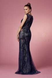 Fitted Illusion Neckline Floral Appliqued Wedding Gown - Image 7