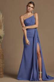 One Shoulder Draped Hip with Slit