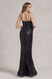 One-Shoulder Pattern Sequin Mermaid Gown - Image 7