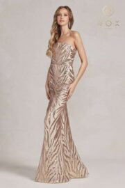 One-Shoulder Pattern Sequin Mermaid Gown - Image 3