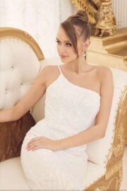 One-Shoulder Pattern Sequin Mermaid Gown - Image 6