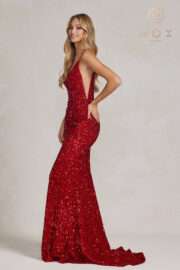 Sequin Cut Out Mermaid Gown - Image 9