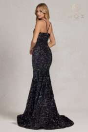 Glimmering Sequins Plunging V-neckline and Illusion inset - lace-up back - Image 7