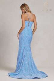 Glimmering Sequins Plunging V-neckline and Illusion inset - lace-up back - Image 9