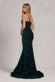 Glimmering Sequins Plunging V-neckline and Illusion inset - lace-up back - Image 3