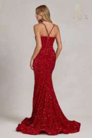 Glimmering Sequins Plunging V-neckline and Illusion inset - lace-up back - Image 11