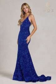 Glimmering Sequins Plunging V-neckline and Illusion inset - lace-up back - Image 13