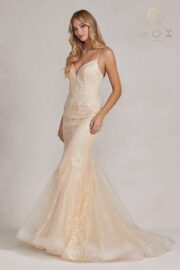Stunning Spaghetti Strap Mermaid Gown flattering V-neckline - Image 3