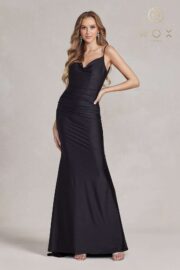 Cowl Neck Low Back Satin Mermaid Gown