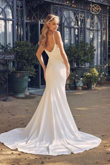 Simple Cowl Neckline Mermaid Wedding Gown
