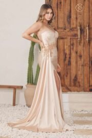 Lace-Up Embroidered Satin Gown - Image 2