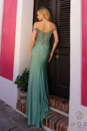 Off-Shoulder Boned Sheer Waisline Sweetheart top High Slit! - Image 3