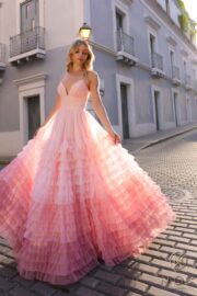 Strapless A-Line Long Ruffle Skirt Dress - Image 4
