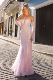 sweetheart neckline Trumpet mermaid silhouette fully sequined bodice