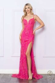 Plunging neckline adorned with stylish straps and mesh side details. - Image 11