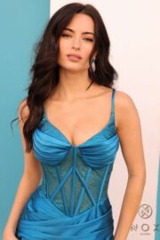 Gown V-neckline with exquisite rhinestone detailing on the Sheer Boned corset. - Image 9