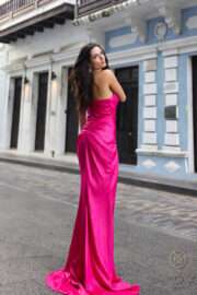 Sweetheart neckline is adorned with rhinestone details lace-up back - Image 7