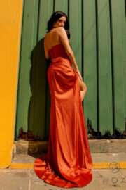 Sweetheart neckline is adorned with rhinestone details lace-up back - Image 12