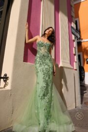 Mermaid Sleeveless Sweetheart Sheer Boned Top Dress - Image 2
