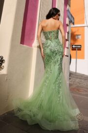 Mermaid Sleeveless Sweetheart Sheer Boned Top Dress - Image 3