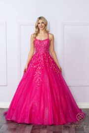 Glitter-Tulle Long Ball Gown Shimmer Sequin Lace-Up Back - Image 2