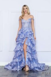Off Shoulder Lace Detail Tiered Long Dress - Image 5