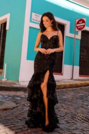 Fully Sequin Trumpet Tiered Tulle Skirt Dress - Image 4