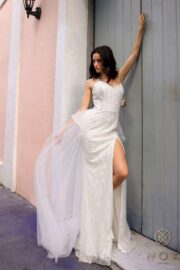Sleeveless Sequin Lace-Up Gown with Overskirt