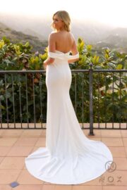 Off-Shoulder Pleated Bodice Fitted Wedding Gown - Image 2