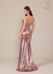 Strapless Lace Up Pleated Metallic Dress - Image 13