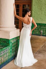 Pleated One Shoulder Appliqued Corset Wedding Dress - Image 3