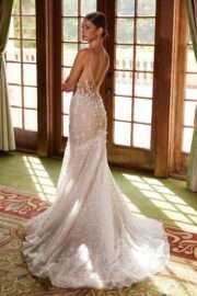 Floral Applique Sleeveless Trumpet Wedding Dress - Image 2